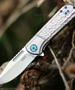 CRKT Lannny Linerlock Silver A/O 6525 , 3.18" 8Cr13Mov Satin Finish Stainless Blade, Silver Sculpted Aluminum Handles