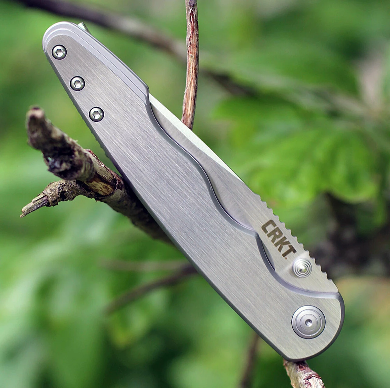 CRKT 7016 Flat Out Framelock A/O, 3.57" 8Cr13MoV SS Plain Blade, Brushed Stainless Handle 3 CRKT 7016 Flat Out Framelock A/O, 3.57" 8Cr13MoV SS Plain Blade, Brushed Stainless Handle - Image 3