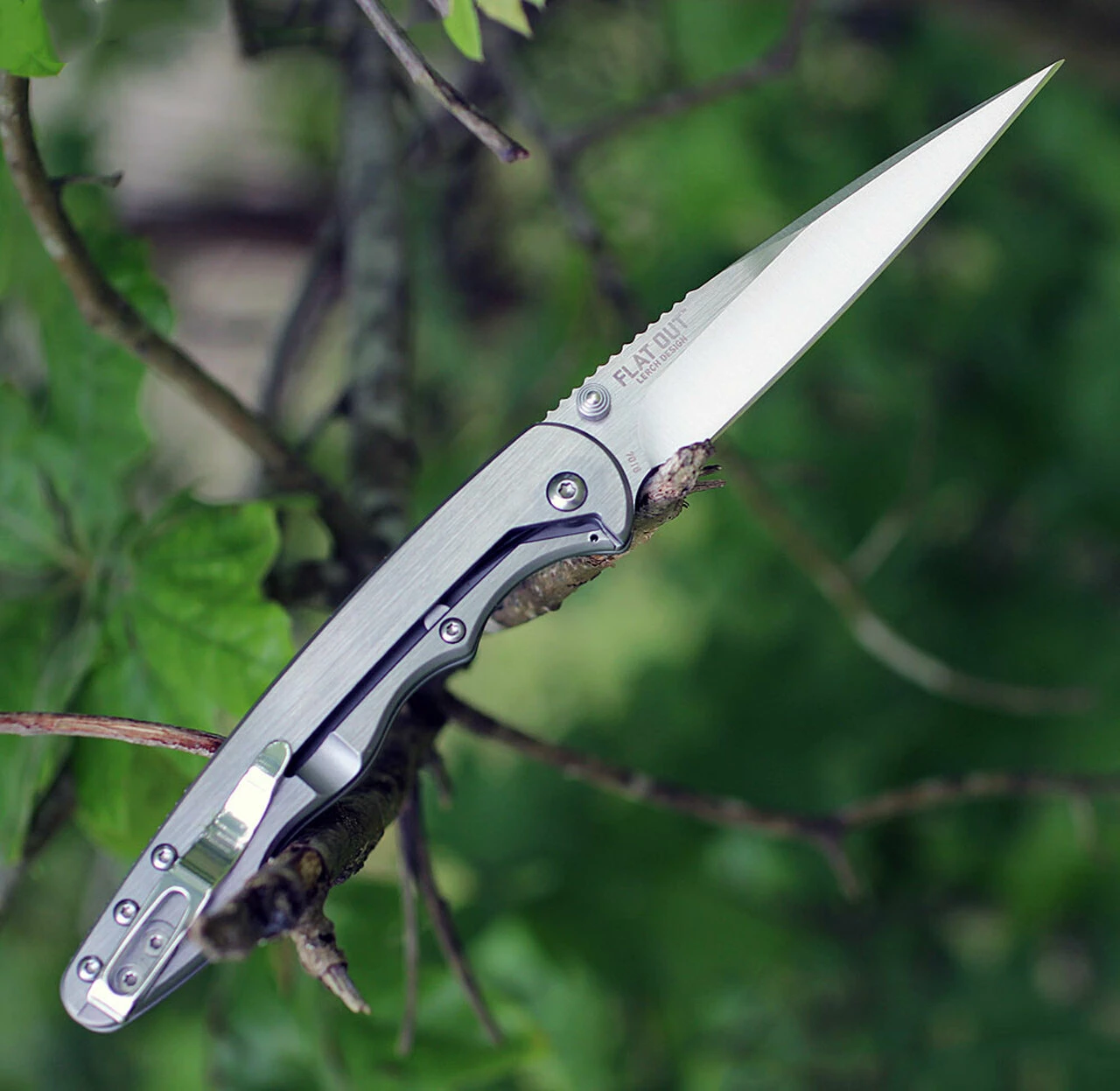 CRKT 7016 Flat Out Framelock A/O, 3.57" 8Cr13MoV SS Plain Blade, Brushed Stainless Handle 2 CRKT 7016 Flat Out Framelock A/O, 3.57" 8Cr13MoV SS Plain Blade, Brushed Stainless Handle - Image 2