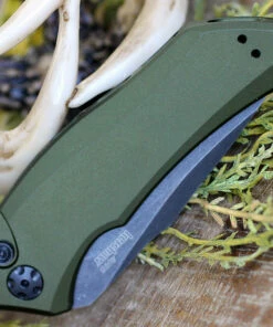 Kershaw Knives Kershaw Launch 1 7100OLBW, 3.4" CPM 154 BlackWash Blade, Olive Green Anodized Aluminum Handle -Buck Knives Sales 7100OLBW.4 02807.1578931245