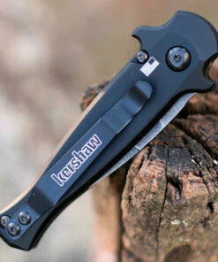 Kershaw Knives Kershaw 7130 Launch 12CA Mini Stiletto, 1.9 " CPM154 Black Stonewashed Plain Blade, Black Aluminum w/ Carbon Fiber Insert Handle -Buck Knives Sales 7130BLKBW.2 00023.1607457634