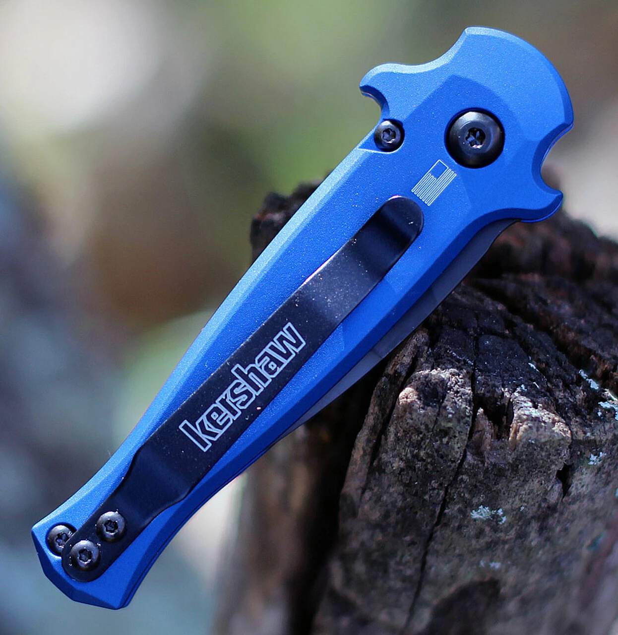 Kershaw Knives Kershaw 7130 Launch 12CA Mini Stiletto, 1.9 " CPM154 Black Plain Blade, Blue Aluminum w/ Carbon Fiber Insert Handle 4 Kershaw Knives Kershaw 7130 Launch 12CA Mini Stiletto, 1.9 " CPM154 Black Plain Blade, Blue Aluminum w/ Carbon Fiber Insert Handle - Image 4