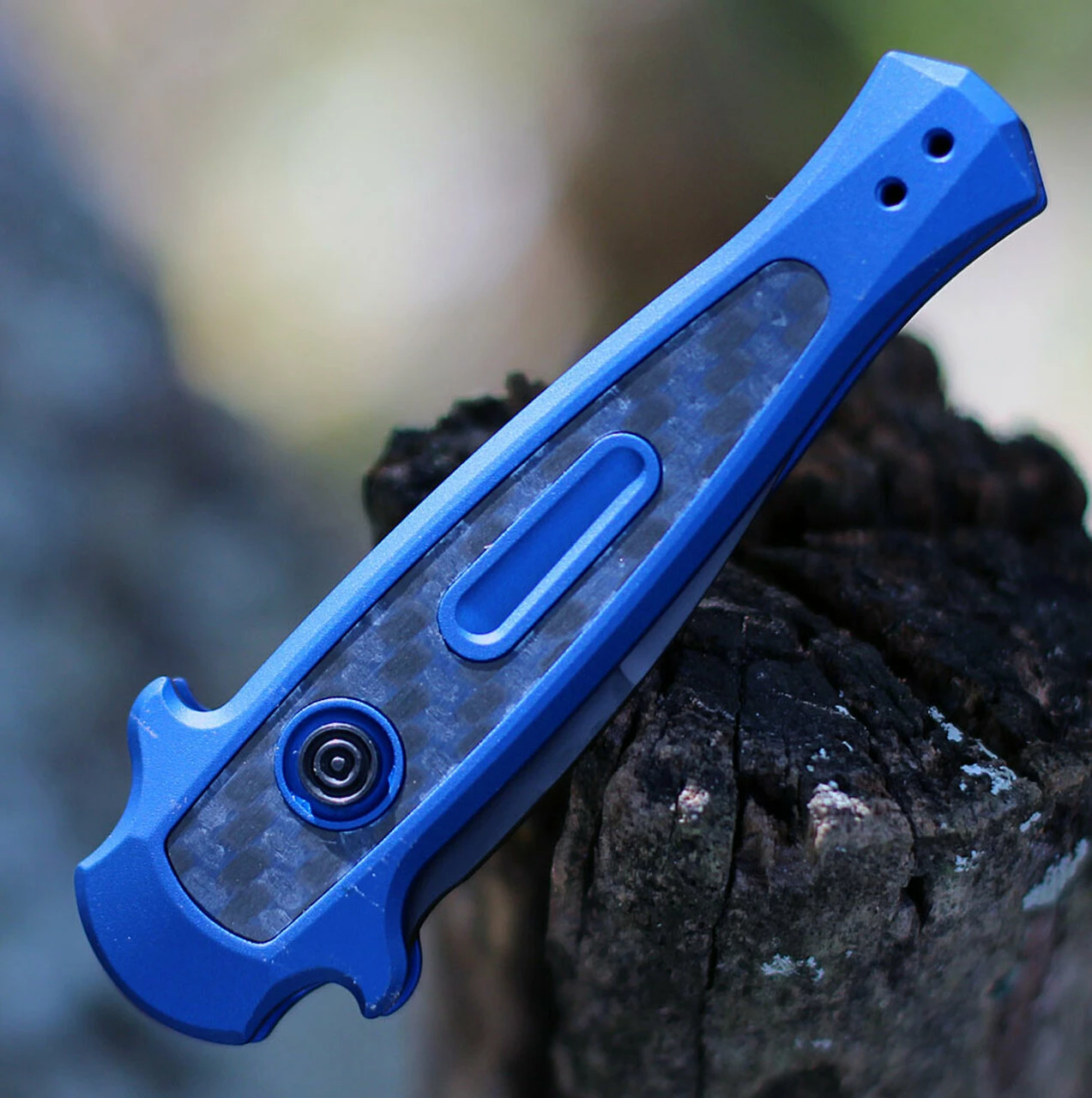 Kershaw Knives Kershaw 7130 Launch 12CA Mini Stiletto, 1.9 " CPM154 Black Plain Blade, Blue Aluminum w/ Carbon Fiber Insert Handle 3 Kershaw Knives Kershaw 7130 Launch 12CA Mini Stiletto, 1.9 " CPM154 Black Plain Blade, Blue Aluminum w/ Carbon Fiber Insert Handle - Image 3