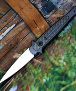 Kershaw Knives Kershaw 7150 Launch 8, 3.5" CPM 154 Plain Blade, Gray Aluminum/Carbon Fiber Insert Handle