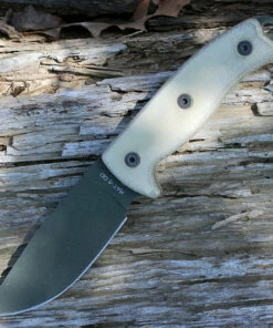 Ontario 8691 Rat-5 OD Green, 5" 1095 Plain Blade, Tan Micarta Handle