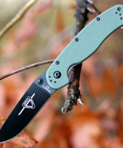 Ontario 8830OD Rat II Folder, 3" D2 Plain Black Blade, Olive Drab Nylon Handle