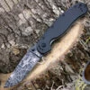Ontario Rat Folder, Black Blade w/ Spider Web Design, Black Handle, PlainEdge