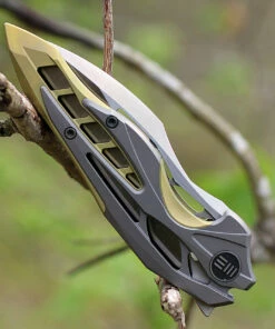 We Knife Co. WE Knife 906C Arrakis, 3.45" M390 Plain Wharncliffe Blade, Gold/Grey Titanium Handle -Buck Knives Sales 906c.3 1 54001.1566586263