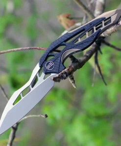 We Knife Co. WE Knife 906CFA Arrakis, 3.45" M390 Plain Wharncliffe Blade, Gold/Grey Titanium/Carbon Fiber Handle