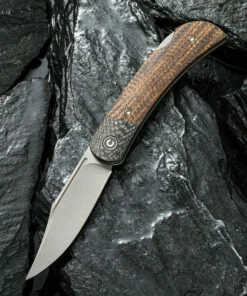 CIVIVI Knives CIVIVI Rustic Gent C914E, 2.97" D2 Gray Stonewashed Clip Point Blade, Dark Brown Matrix Micarta Handles w/Carbon Fiber Bolster