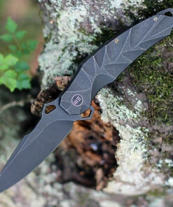 We Knife Co. We Knife 922B Hecate, 3.81" CPM 20CV Black Stonewash Plain Blade, Black Stonewash Titanium Handle