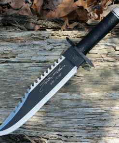 Rambo 9295 First Blood Part II Signature Edition, 10" 420 Plain Blade, Black Nylon Cord-wrapped Handle