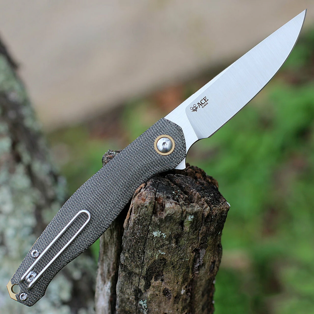 GiantMouse Ace Sonoma V2 - Green Micarta (3.4" Elmax Stonewash) 2 GiantMouse Ace Sonoma V2 - Green Micarta (3.4" Elmax Stonewash) - Image 2