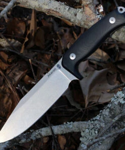 Akeron SFS 001 Fixed Blade by Tony Lopes , 7" N690 Stonewash Plain Blade, Black G10 Handle
