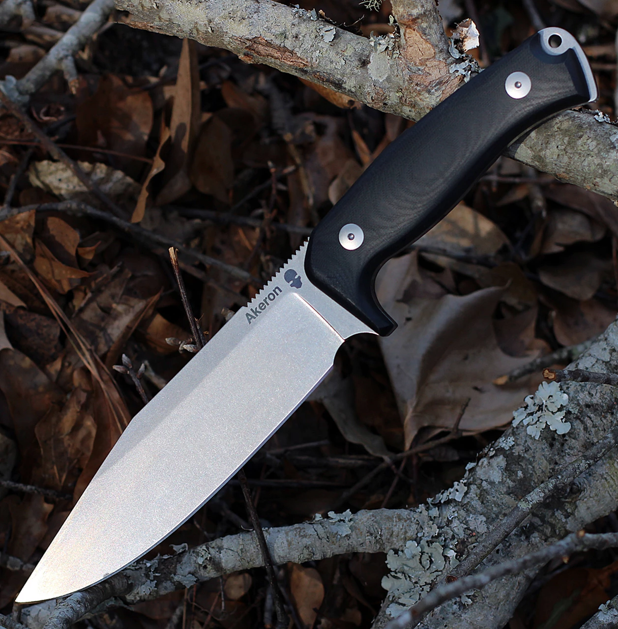 Akeron SFS 001 Fixed Blade by Tony Lopes , 7" N690 Stonewash Plain Blade, Black G10 Handle 1 Akeron SFS 001 Fixed Blade by Tony Lopes , 7" N690 Stonewash Plain Blade, Black G10 Handle