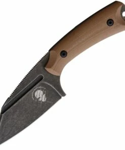 Akeron La Sanction by Bastinelli AKN002C, 2.75" Bohler N690 Stonewashed Full Tang Blade, Coyote Brown G-10 Handle