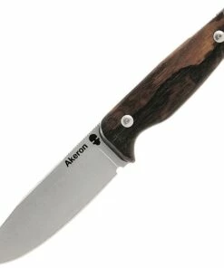 Akeron Ekinox V3 Fixed Blade Ziricote AKN005Z, 4.5" Stonewash N690 Blade, Ziricote Wood Handle