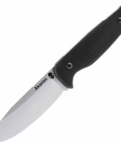 Akeron Ekinox V3 Fixed Blade AKN005, 4.5" Stonewash N690 Blade, Black G-10 Handle