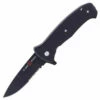 Al Mar S.E.R.E. 2020 Night Linerlock A/O 2206, 3.6" D2 Matte Black Titanium Combo Blade, G-10 Handle