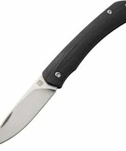 Artisan Cutlery Biome ATZ-1840P-BK, 2.8" Sandvik 12C27 Stonewashed Plain Blade, Black G-10 Handle