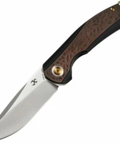 Kansept Knives K1007A5 Accipiter , 3.50" CPM-S35VN Stonewashed Plain Blade, Black Titanium w/ Copper Handle