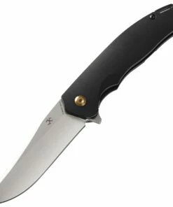 Kansept Knives K1004A3 Agent, 3.75" CPM-S35VN Stonewashed/Satin Blade, Black Anodized Titanium Handle