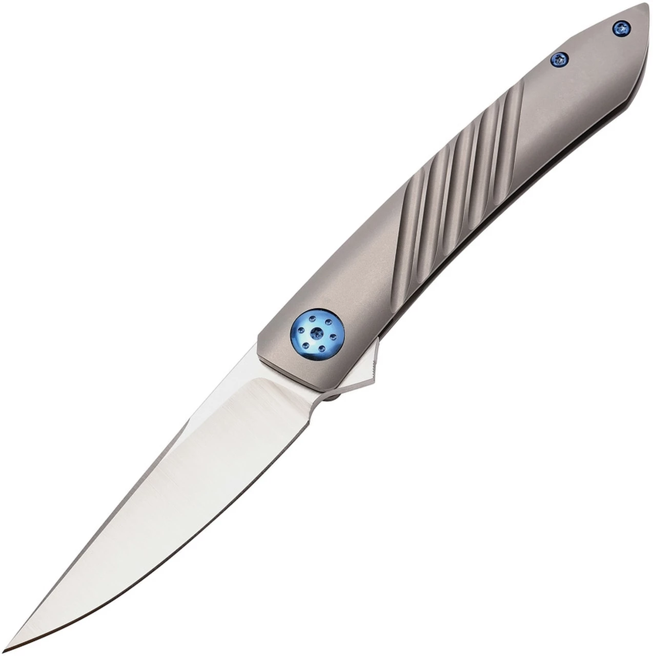 Alliance Designs ALA1G Anchovy Framelock with Grooves, 3.5" RWL34 Plain Blade, Titanium Handle 1 Alliance Designs ALA1G Anchovy Framelock with Grooves, 3.5" RWL34 Plain Blade, Titanium Handle