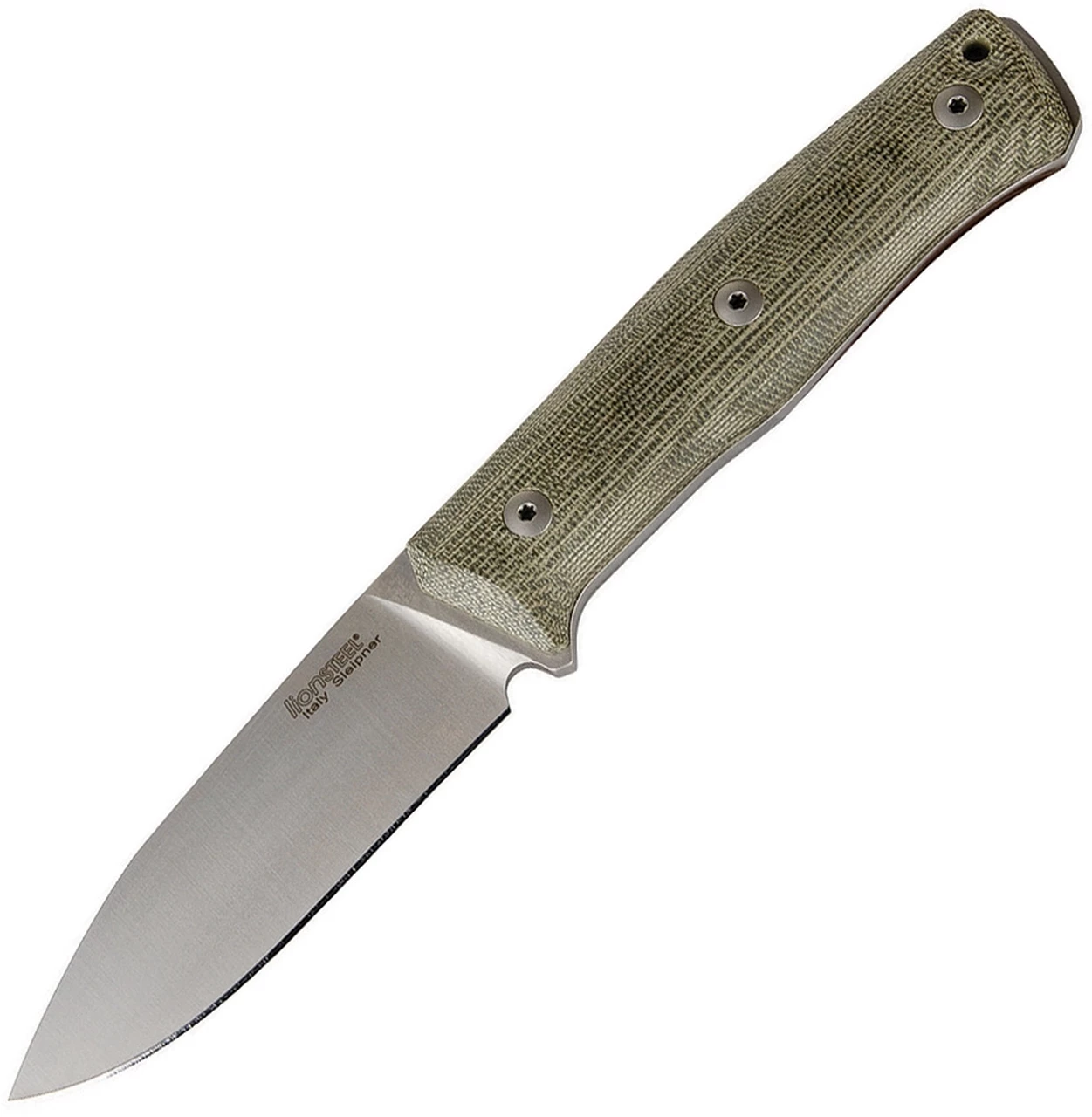LionSteel B35CVG 3.54" Sleipner Steel Satin Blade, Green Canvas Micarta Handle 1 LionSteel B35CVG 3.54" Sleipner Steel Satin Blade, Green Canvas Micarta Handle