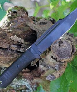 Bastinelli Creations Montana Serrated Fixed Blade BAS225S, 6.5" N690 Black Plain Blade, Black Kraton Handle, Black Kydex Sheath -Buck Knives Sales BA225S 74626.1623944701