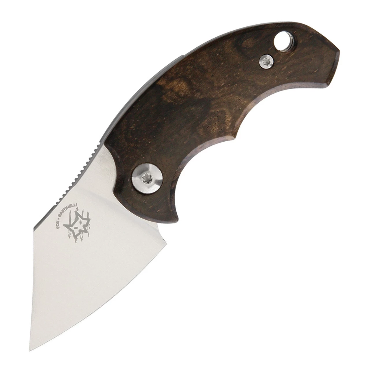 Bastinelli Creations BB Drago Friction Folder, 1.75" N690 Satin Plain Blade, Ziricote Wood Handle, Brown Leather Pouch 1 Bastinelli Creations BB Drago Friction Folder, 1.75" N690 Satin Plain Blade, Ziricote Wood Handle, Brown Leather Pouch