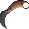 Bastinelli Creations B.A.K. BAS213BC, 3.25" N690 Stonewashed Black Karambit Blade, Tan G-10 Handle, Black Kydex Sheath