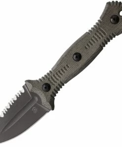 Bastinelli Creations Telum Fixed Blade BAS239, 2.75" M390 Dark Stonewashed Plain Blade, Green Micarta Handle