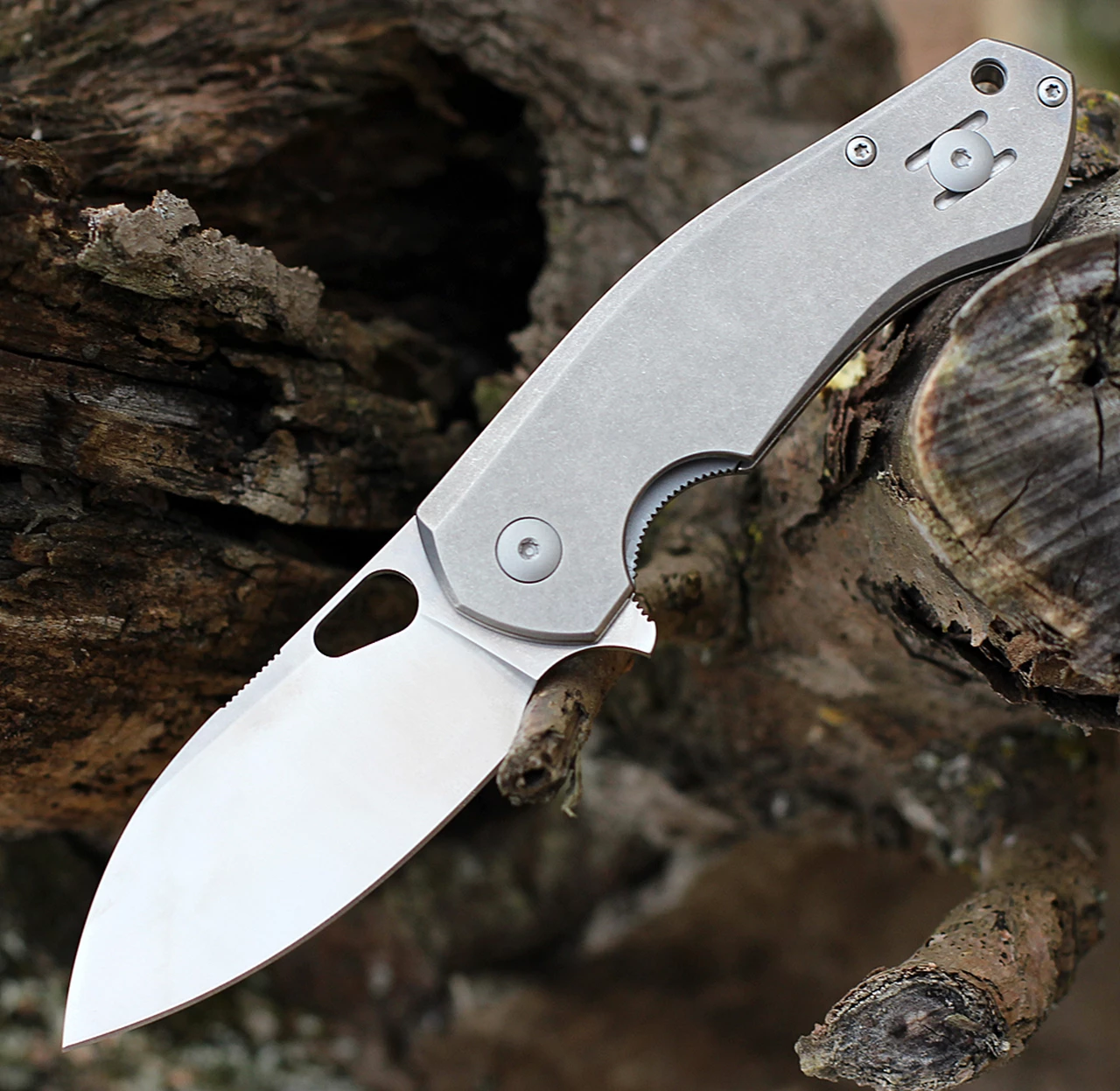 GiantMouse ACE Biblio Flipper, 2.9" Satin M390 Drop Point Blade, Titanium Handle 1 GiantMouse ACE Biblio Flipper, 2.9" Satin M390 Drop Point Blade, Titanium Handle