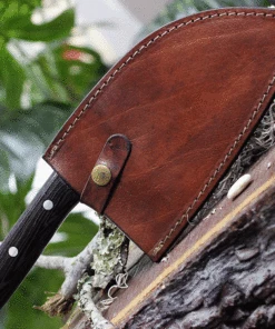 BenJahmin Knives Camp Cleaver BKA007, 7.2" 440 Stainless Steel Blade, Wenge Wood Handle w/ Brown Leather Sheath -Buck Knives Sales BKA007.2 49686.1620829181