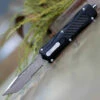 CobraTec Knives BLKKCTS Black King Cobra, 4" D2 Steel Tanto Part Serrated Blade, Anodized Aviation Aluminum w/ Carbon Fiber Inlay