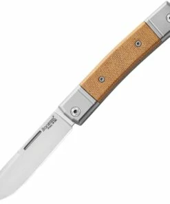 LionSteel Bestman BM2CVN Slip Joint, 2.80" M390 Steel Drop Point Blade, Natural Canvas Micarta Handle