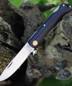 Boker Solingen Rangebuster 110914, 3.03" Bohler N690 Steel Satin Plain Blade, Maroon Linen Micarta Handles