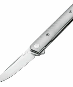 Boker Plus Kwaiken Mini Flipper 01BO267 3" D2 Satin Plain Blade, Gray Carbon Titanium Handle