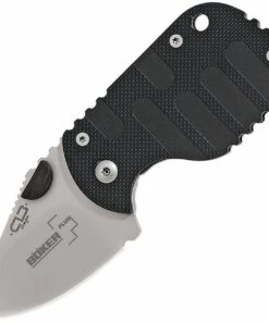 Boker Plus CLB Subcom Folding Knife 01BO589, 1-7/8" AUS-8 Satin Plain Blade, Black FRN Handle