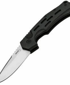 Boker Plus Thunder Storm Button Lock 01BO792N, 2.83" AUS-8 Plain Blade, Black Aluminum Handle