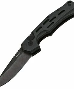 Boker Plus Thunder Storm Button Lock 01BO795N, 2.95" AUS-8 Stonewashed Plain Blade, Black Aluminum Handle
