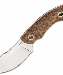 Boker Plus Nessmi Pro Fixed Blade 02BO018, 2.6" D2 Satin Nessmuk Blade, Brown Micarta Handle, Brown Leather Sheath