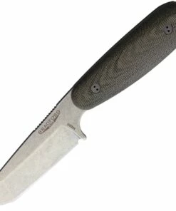 Bradford Guardian 3.5 Tanto Stonewashed N690 Blade, 3D OD Green Canvas Micarta Handle w/Brown Leather Sheath
