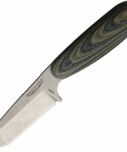 Bradford Guardian 3.5 Tanto Stonewashed N690 Blade, Camo Canvas Micarta Handle w/Brown Leather Sheath