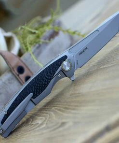 Bestech T1706B Predator, 3.6" CPM-S35VN Plain Blade, Gray Titanium Handle w/Carbon Fiber Inlay -Buck Knives Sales BT1706B.1 96716.1588780902