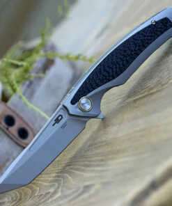 Bestech T1706B Predator, 3.6" CPM-S35VN Plain Blade, Gray Titanium Handle w/Carbon Fiber Inlay -Buck Knives Sales BT1706B.3 48772.1588780902