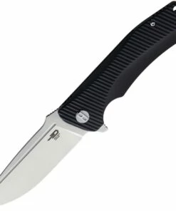 Bestech Mako BG27A Flipper Knife, 3.74" D2 Drop Point Blade, Milled Black G-10 Handle