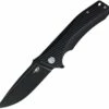 Bestech Mako BG27B Flipper Knife, 3.74" D2 Black Stonewashed Drop Point Blade, Milled Black G-10 Handle