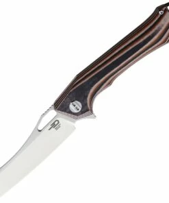 Bestech Platypus BG28C Flipper Knife, 3.43" D2 Two-Tone Sheepsfoot Blade, Milled Beige, Orange & Black G-10 Handle