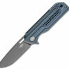 Bestech Knives Circuit BG35B-2, 3.25" K110 Gray Titanium Coated Drop Point Blade, Blue (Gray) Milled G-10 Handle
